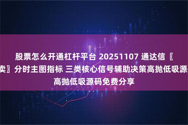 股票怎么开通杠杆平台 20251107 通达信〖分时做T买卖〗分时主图指标 三类核心信号辅助决策高抛低吸源码免费分享