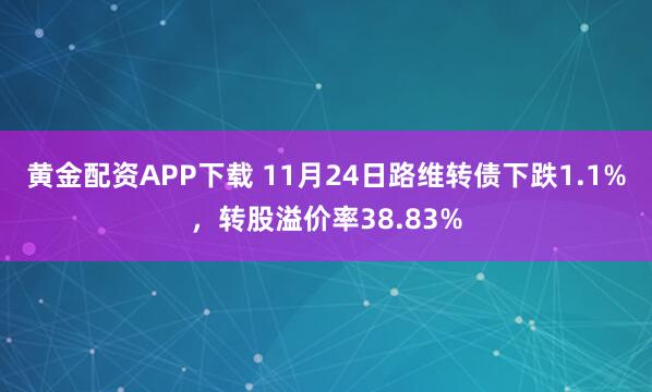 黄金配资APP下载 11月24日路维转债下跌1.1%，转股溢价率38.83%