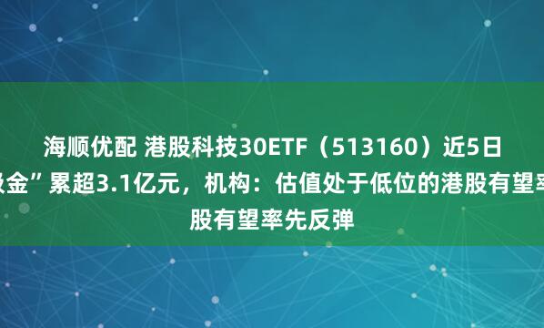 海顺优配 港股科技30ETF（513160）近5日持续“吸金”累超3.1亿元，机构：估值处于低位的港股有望率先反弹